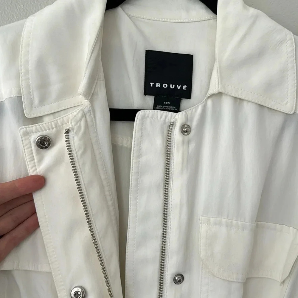 Trouvé Snap Front Shirt Dress in White Snow - Picture 2 of 6